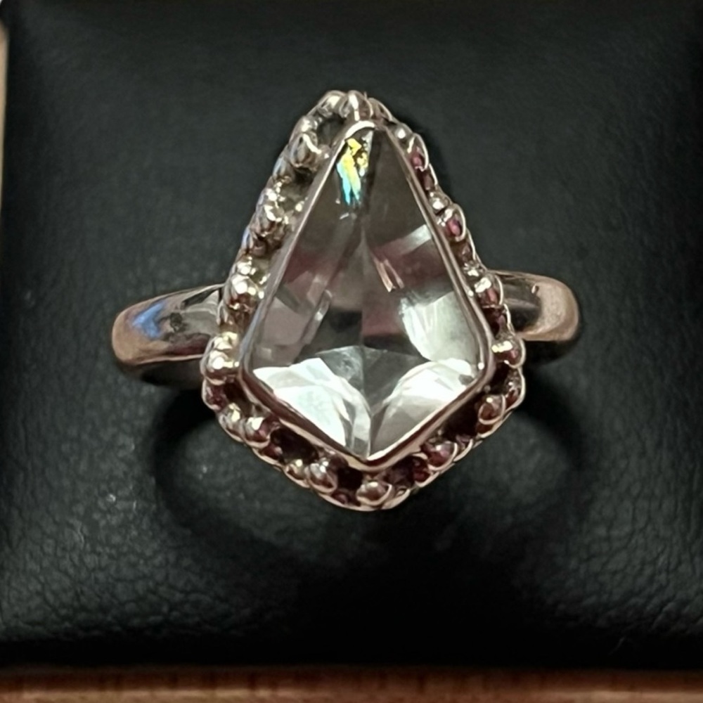 Stunning Prasiolite Green Amethyst 925 Sterling Silver Ring Size 7